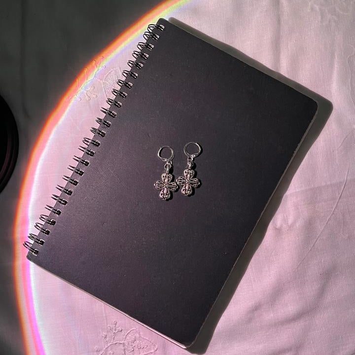 Celestial Cross Silver Hoop Earrings