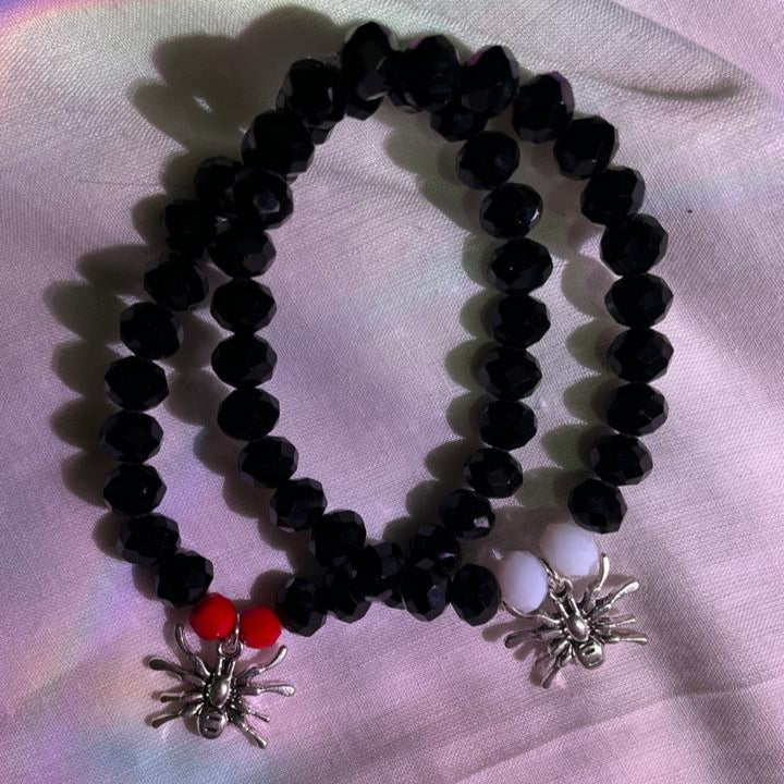 Spider Charm Duo Beaded Bracelets