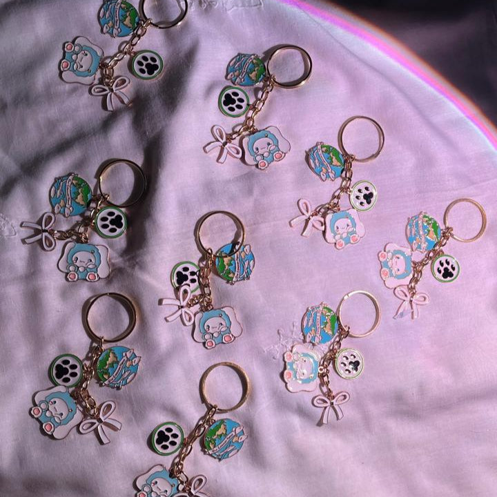 Whimsical Puppy Charm Keychain