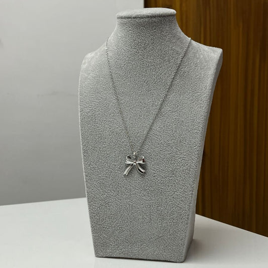 Grace Knot – Silver Bow Pendant Necklace
