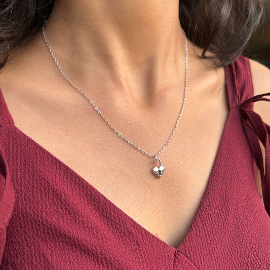Locked In – Silver Padlock Pendant Necklace