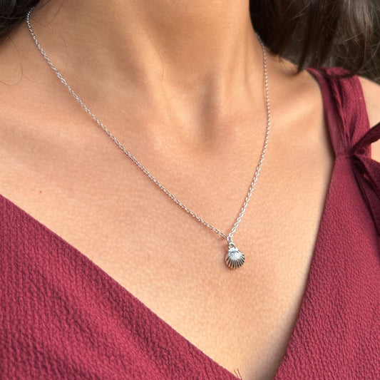 Ocean Whisper – Silver Shell Pendant Necklace