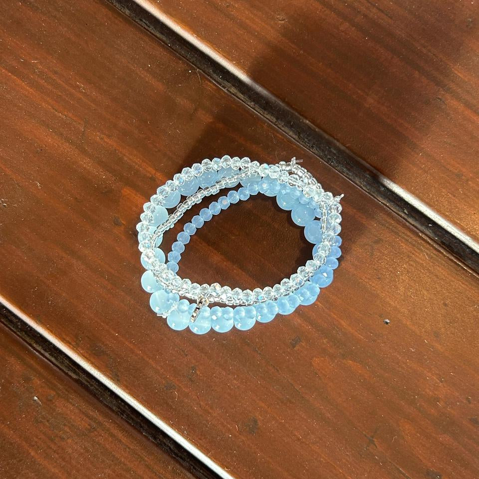 Blue Haze Beaded Bracelet Stack (Set of 4)
