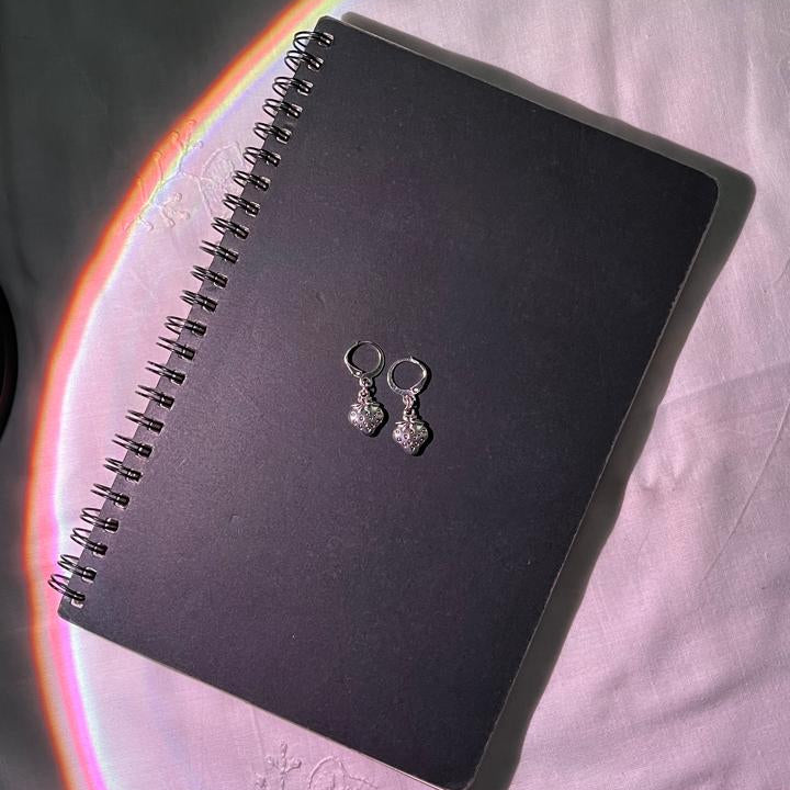 Frosted Berry Silver Hoop Earrings