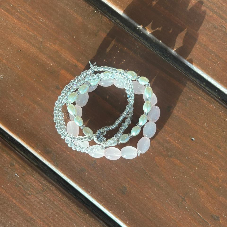 Celestial Mist Beaded Bracelet Stack (Set of 4)