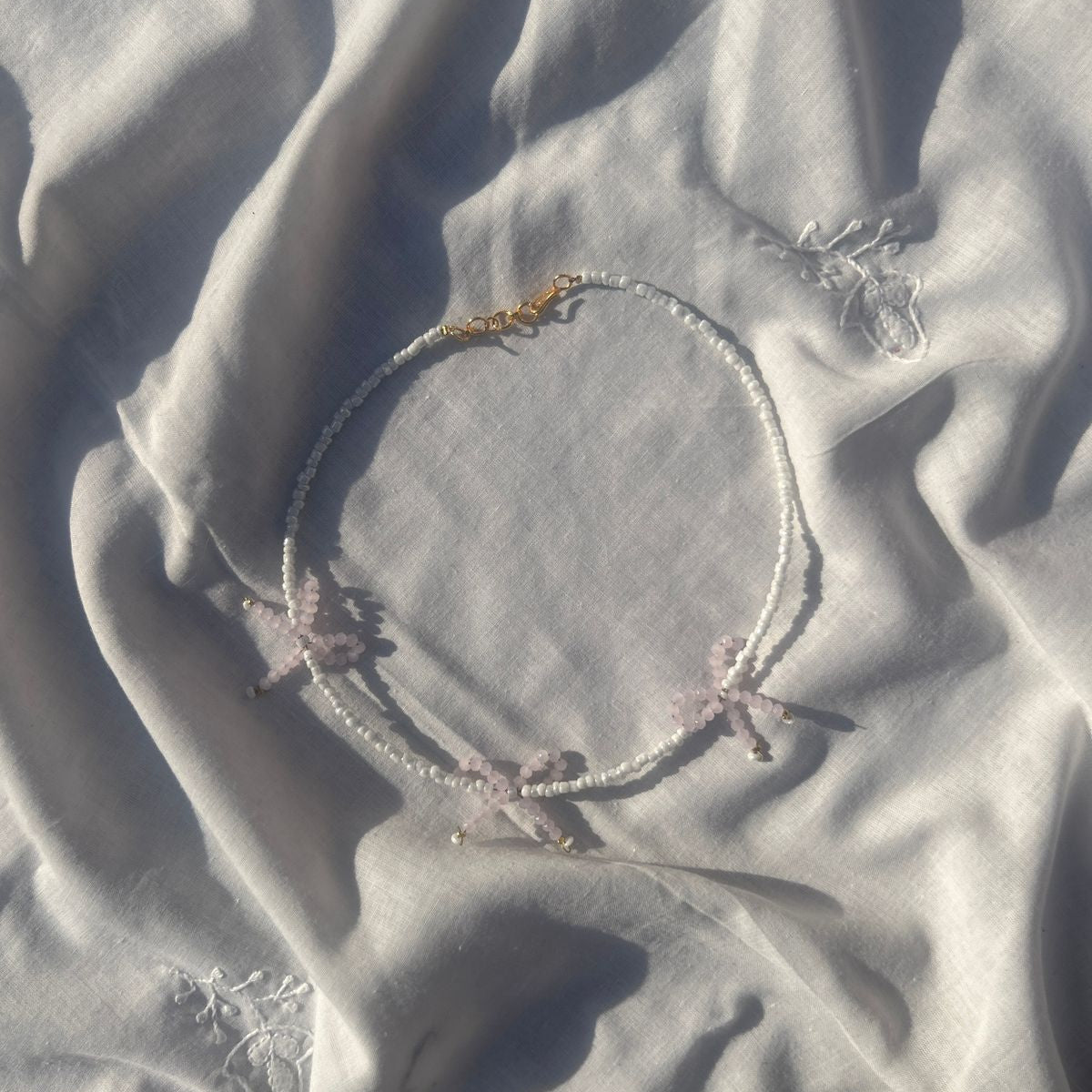 Sugar Blush Bow Beaded Necklace