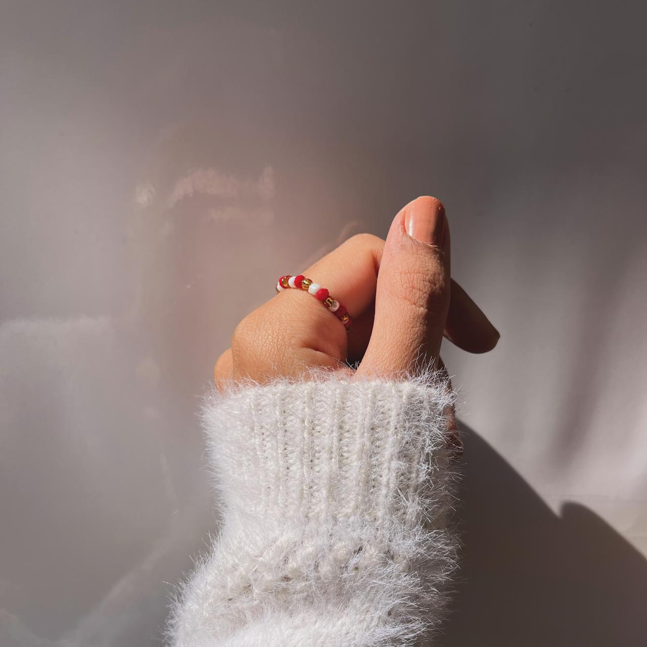 Scarlet Dusk Beaded Ring [SET OF 7]