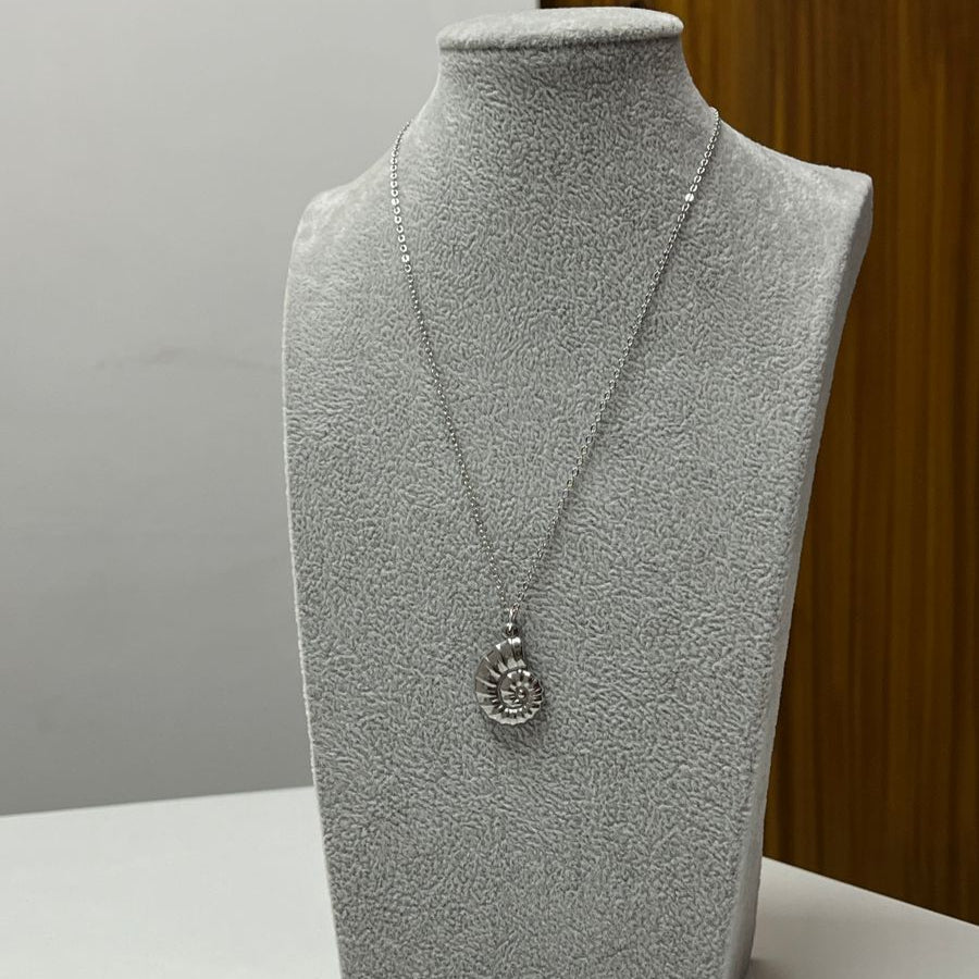 Celestial Spiral Pendant – Silver Sunburst Drop Necklace